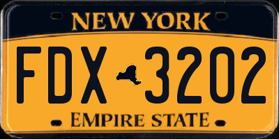 NY license plate FDX3202