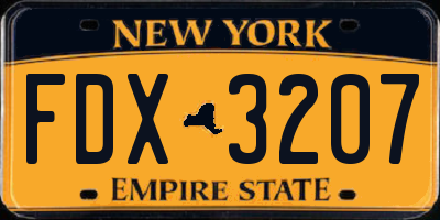 NY license plate FDX3207
