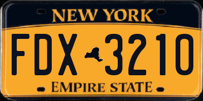 NY license plate FDX3210