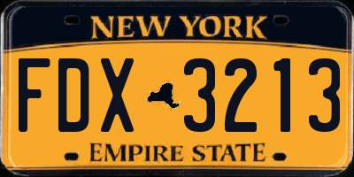 NY license plate FDX3213