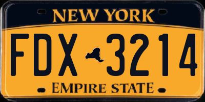 NY license plate FDX3214