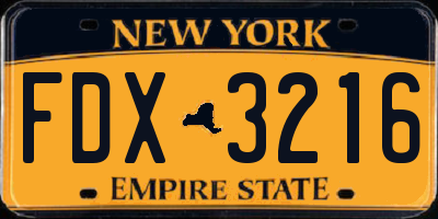 NY license plate FDX3216
