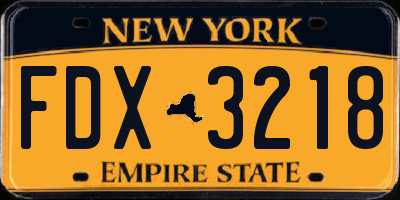 NY license plate FDX3218