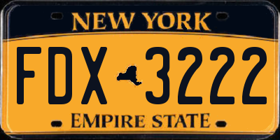 NY license plate FDX3222
