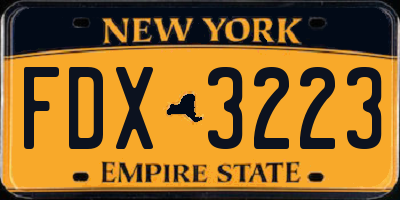 NY license plate FDX3223