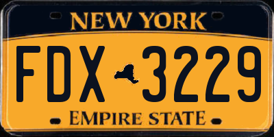 NY license plate FDX3229