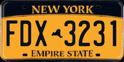 NY license plate FDX3231