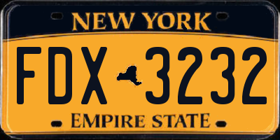 NY license plate FDX3232