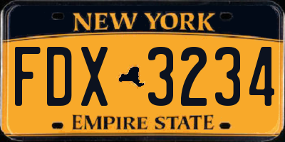 NY license plate FDX3234