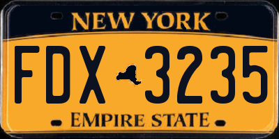 NY license plate FDX3235