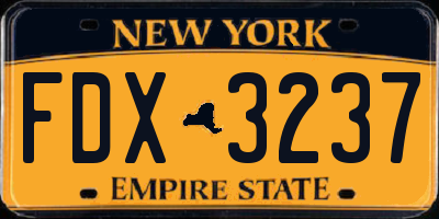 NY license plate FDX3237