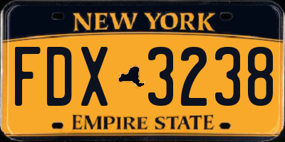 NY license plate FDX3238