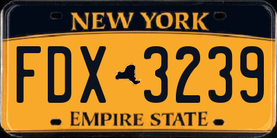 NY license plate FDX3239
