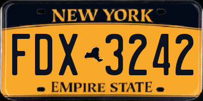 NY license plate FDX3242