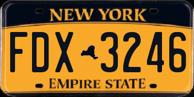 NY license plate FDX3246