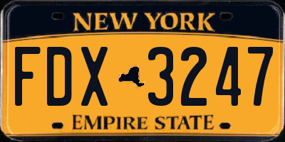 NY license plate FDX3247