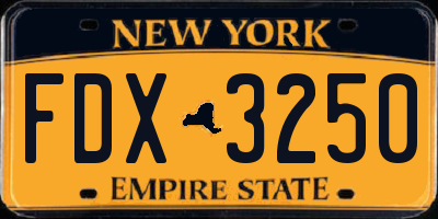 NY license plate FDX3250
