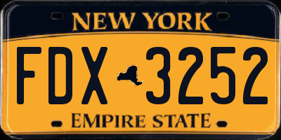 NY license plate FDX3252