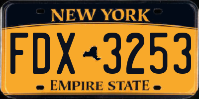 NY license plate FDX3253