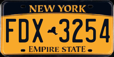 NY license plate FDX3254