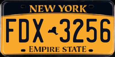 NY license plate FDX3256