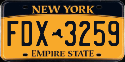 NY license plate FDX3259