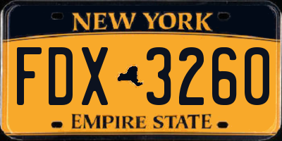 NY license plate FDX3260