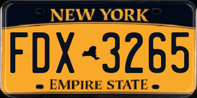 NY license plate FDX3265