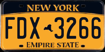 NY license plate FDX3266