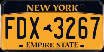 NY license plate FDX3267