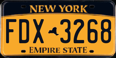 NY license plate FDX3268