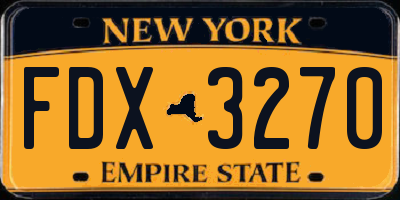 NY license plate FDX3270