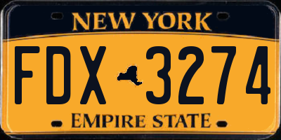 NY license plate FDX3274