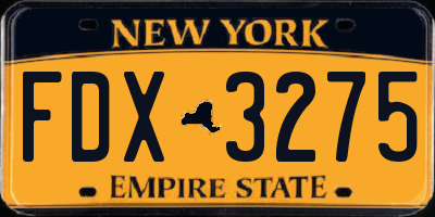 NY license plate FDX3275