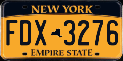 NY license plate FDX3276