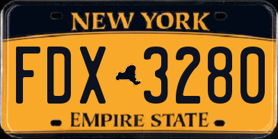 NY license plate FDX3280