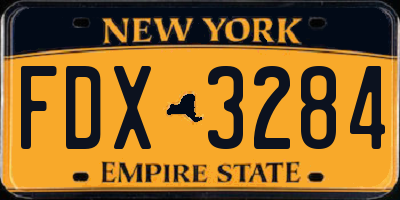 NY license plate FDX3284