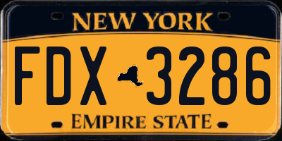 NY license plate FDX3286