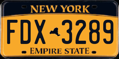 NY license plate FDX3289