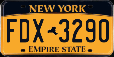 NY license plate FDX3290