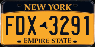 NY license plate FDX3291