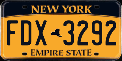 NY license plate FDX3292