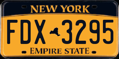 NY license plate FDX3295