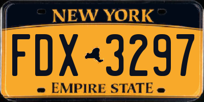 NY license plate FDX3297