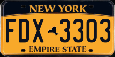 NY license plate FDX3303