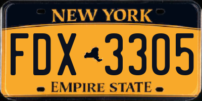 NY license plate FDX3305