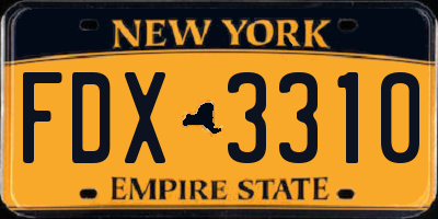NY license plate FDX3310