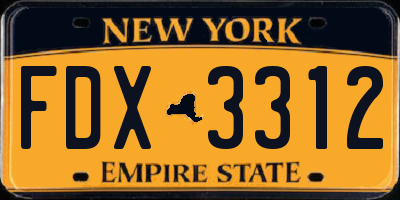 NY license plate FDX3312