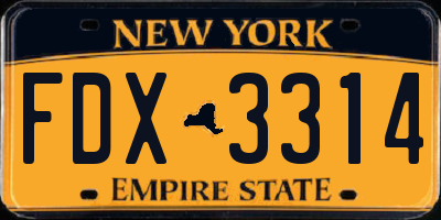 NY license plate FDX3314