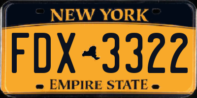 NY license plate FDX3322